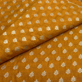 Mustard Yellow Flower Butti Silk Brocade