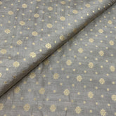 Grey Flower Butti Silk Brocade