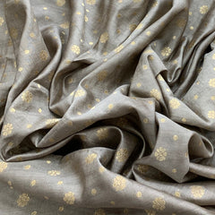 Grey Flower Butti Silk Brocade