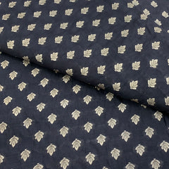 Black Flower Zari Butti Silk Brocade