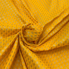 Yellow Flower Zari Butti Silk Brocade