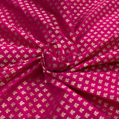 Rani Pink Flower Zari Butti Silk Brocade