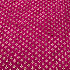 Rani Pink Flower Zari Butti Silk Brocade