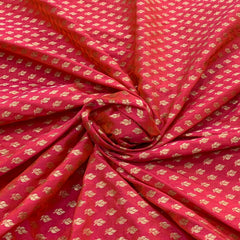 Bright Pink Floral Butti Silk Brocade