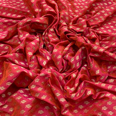 Bright Pink Floral Butti Silk Brocade