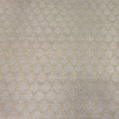 Beige Floral Zari Butta Pure Silk Brocade