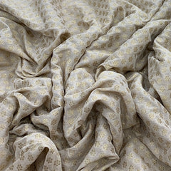 Beige Gold Floral Butti Silk Brocade