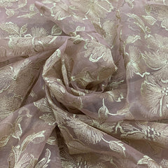 Pastel Pink Organza Zari Work.