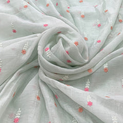 Light Mint Green Floral Chanderi Thread Embroidery