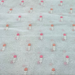 Light Mint Green Floral Chanderi Thread Embroidery