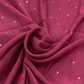 Wine Flower Butti Chanderi Sequins Thread Embroidery