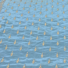 Sky Blue Tissue Sequins Embroidery