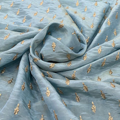 Sky Blue Tissue Sequins Embroidery