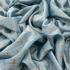 Sky Blue Tissue Sequins Embroidery