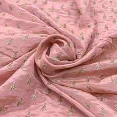 Peach Tissue Sequins Embroidery