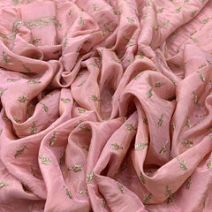 Peach Tissue Sequins Embroidery