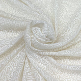 White Georgette Geometric Thread Embroidery