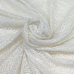 White Georgette Geometric Thread Embroidery