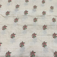 Off White Tussar Thread Zari Embroidery