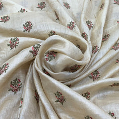 Off White Tussar Thread Zari Embroidery