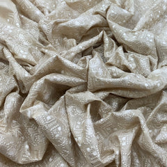 Beige Tussar Thread Embroidery