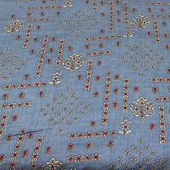 Pastel Blue Tussar Thread Embroidery