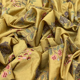 Yellow Floral Chanderi Thread Embroidery