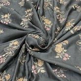 Grey Floral Chanderi Thread Embroidery