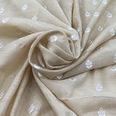 Beige Munga Silk Flower Butti Embroidery