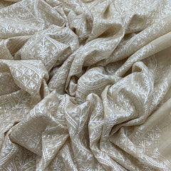 Beige Munga Silk Thread Embroidery