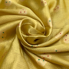 Lemon Yellow Meenakari Dupion Silk Brocade