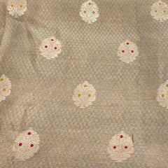Beige Gold Dupion Meenakari Silk Brocade