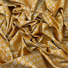 Mustard Yellow Geometric Butti Silk Brocade