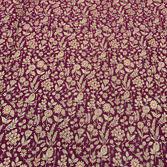 Wine Floral Jal Zari Silk Brocade