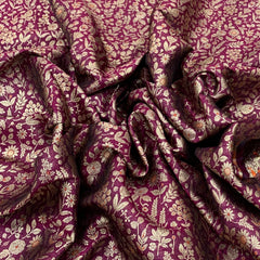 Wine Floral Jal Zari Silk Brocade