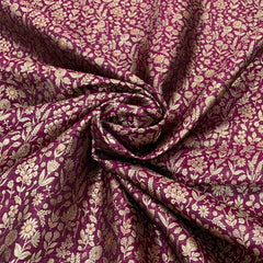 Wine Floral Jal Zari Silk Brocade