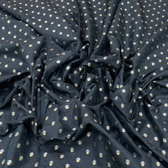 Black Flower Butti Silk Brocade