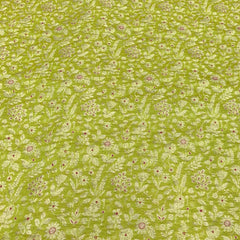 Lime Green Meenakari Floral Jal Silk Brocade