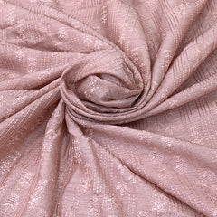 Pastel Peach Slub Silk Sequins Thread Embroidery
