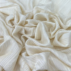 Off White Slub Silk Pintex Embroidery