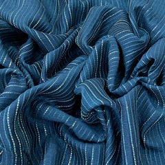 Teal Blue Slub Silk Pintex Embroidery