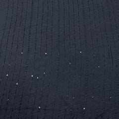 Black Slub Silk Sequins Thread Embroidery