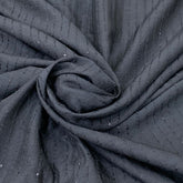 Black Slub Silk Sequins Thread Embroidery