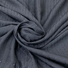 Black Slub Silk Sequins Thread Embroidery