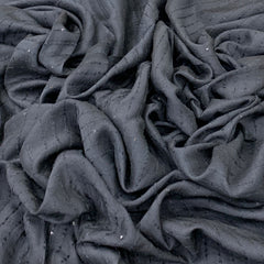 Black Slub Silk Sequins Thread Embroidery