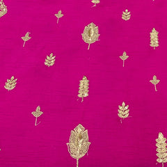 Bright Pink Slub Silk Zari Sequins Embroidery