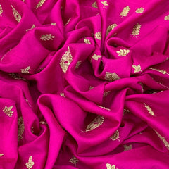 Bright Pink Slub Silk Zari Sequins Embroidery