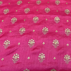 Rani Pink Thread Sequins Tussar Silk Embroidery