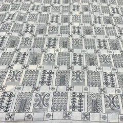 Off White N Black Geometric Embroidery