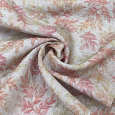 Viscose Linen Natural Beige Flower Print
